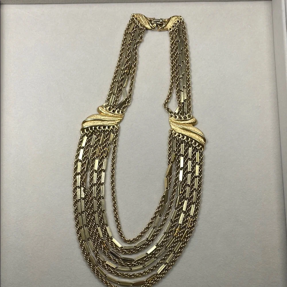 Monet Vintage Rare Gold Tone Multi-Strand Necklace - Picture 4 of 6